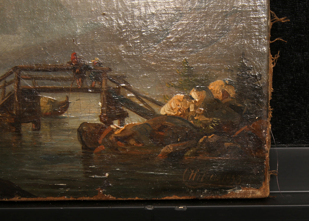 Hilgers, Carl - Brücke, 1853 - Öl auf Leinwand - handsigniert