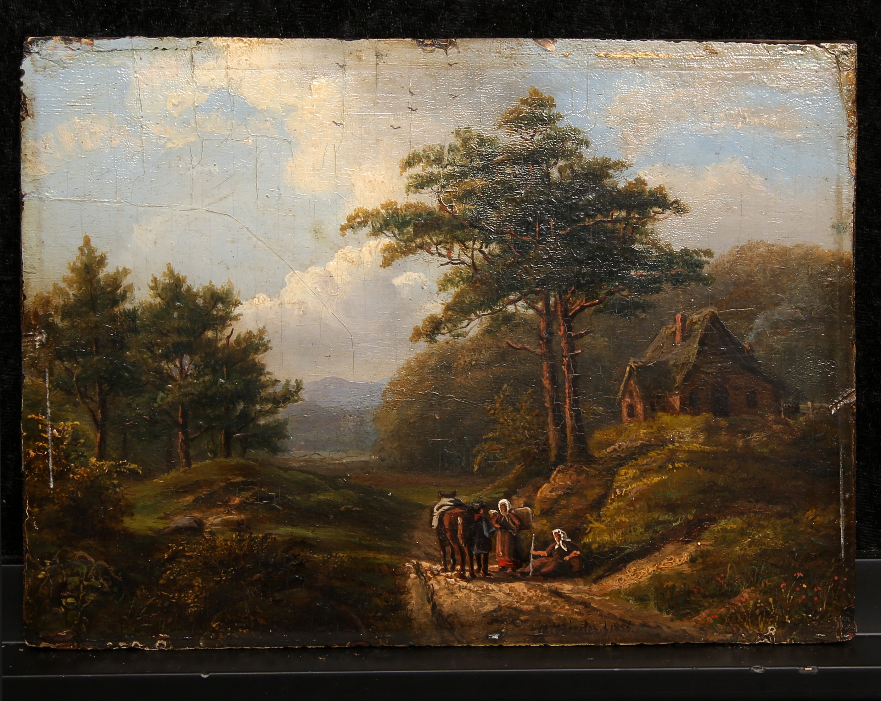 Biester, Anthony (Anton) - Waldbegegnung, 1856 - Öl auf Holz - handsigniert