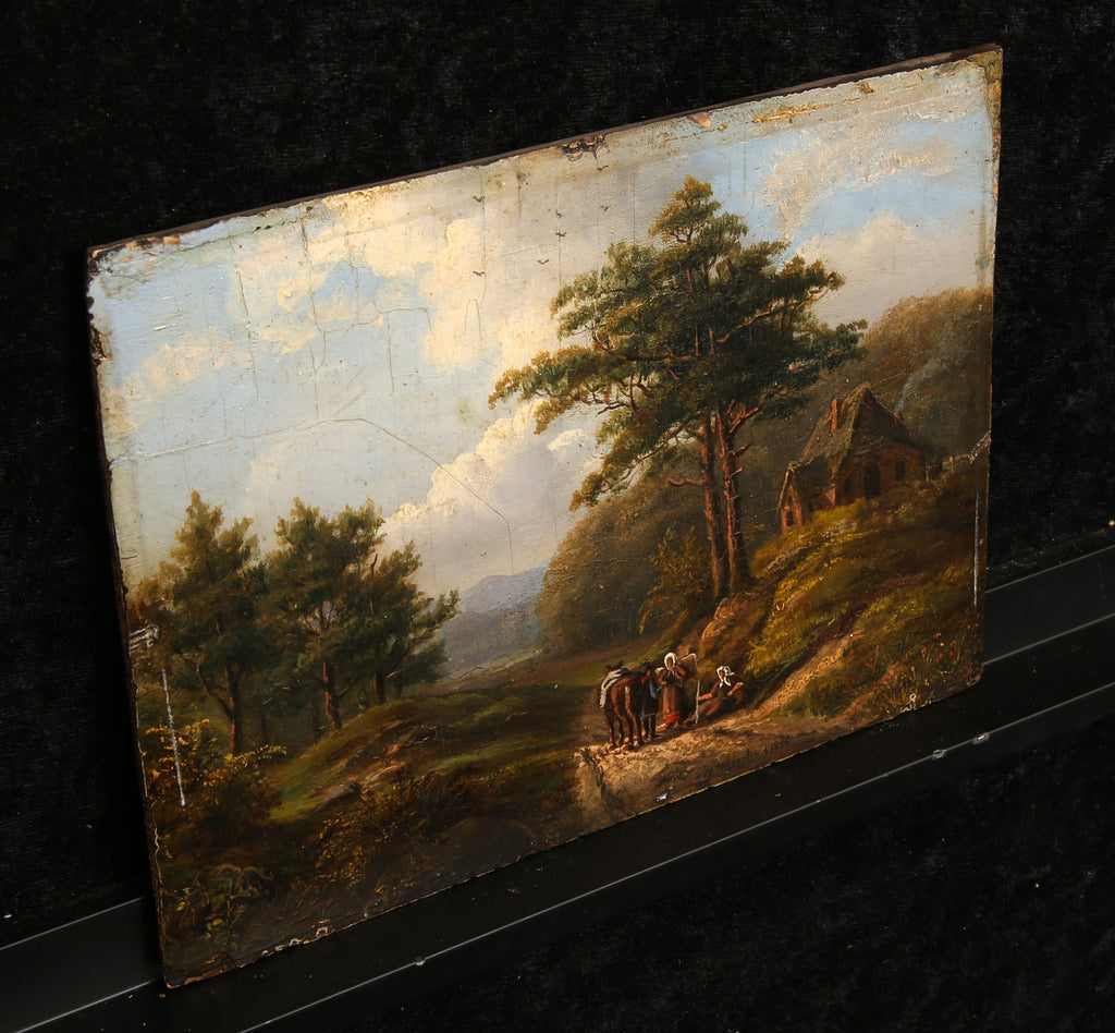 Biester, Anthony - Ontmoeting in het bos, 1856 - Olieverf op hout - Handgesigneerd