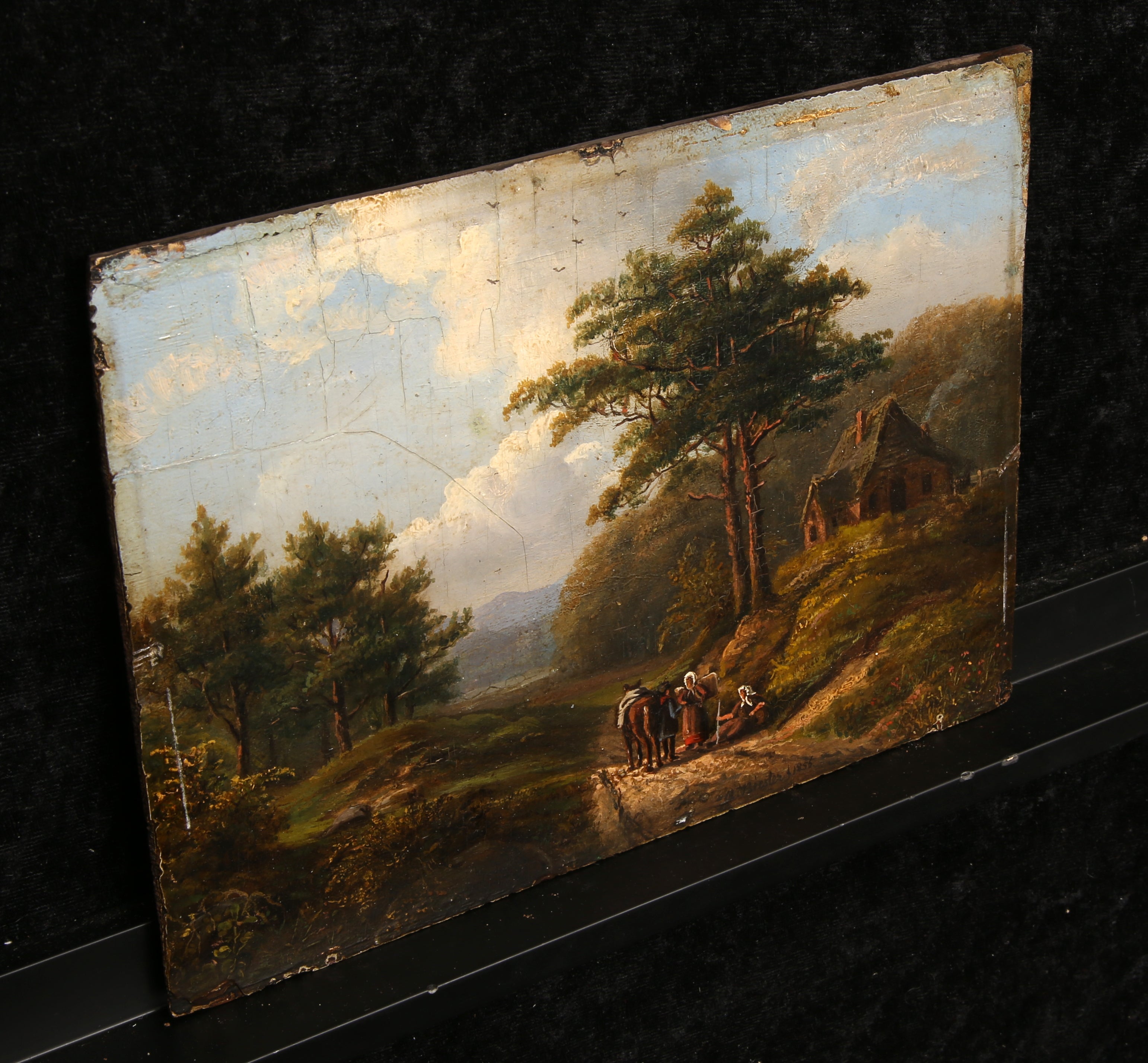 Biester, Anthony (Anton) - Waldbegegnung, 1856 - Öl auf Holz - handsigniert