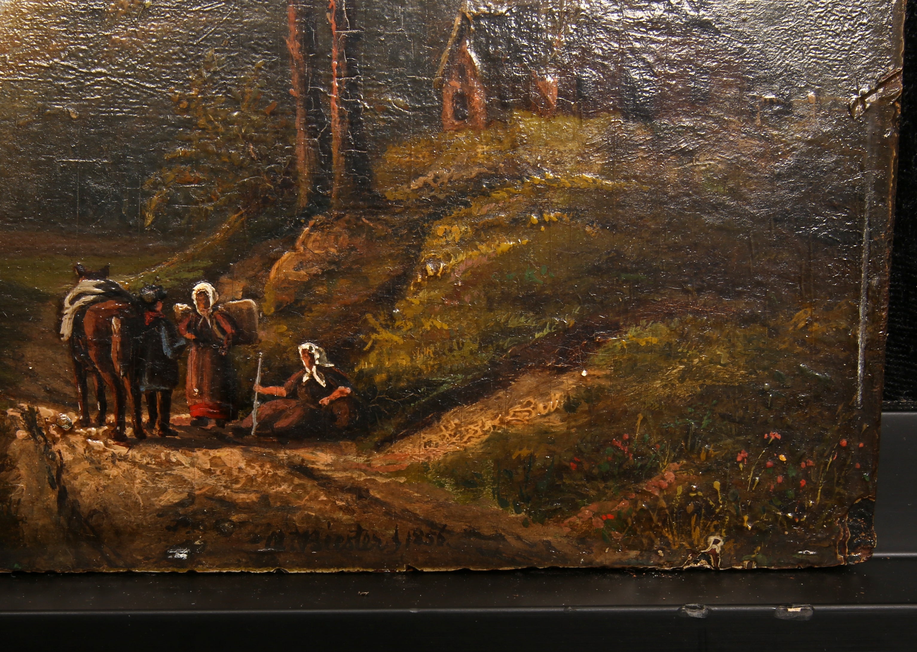 Biester, Anthony (Anton) - Waldbegegnung, 1856 - Öl auf Holz - handsigniert