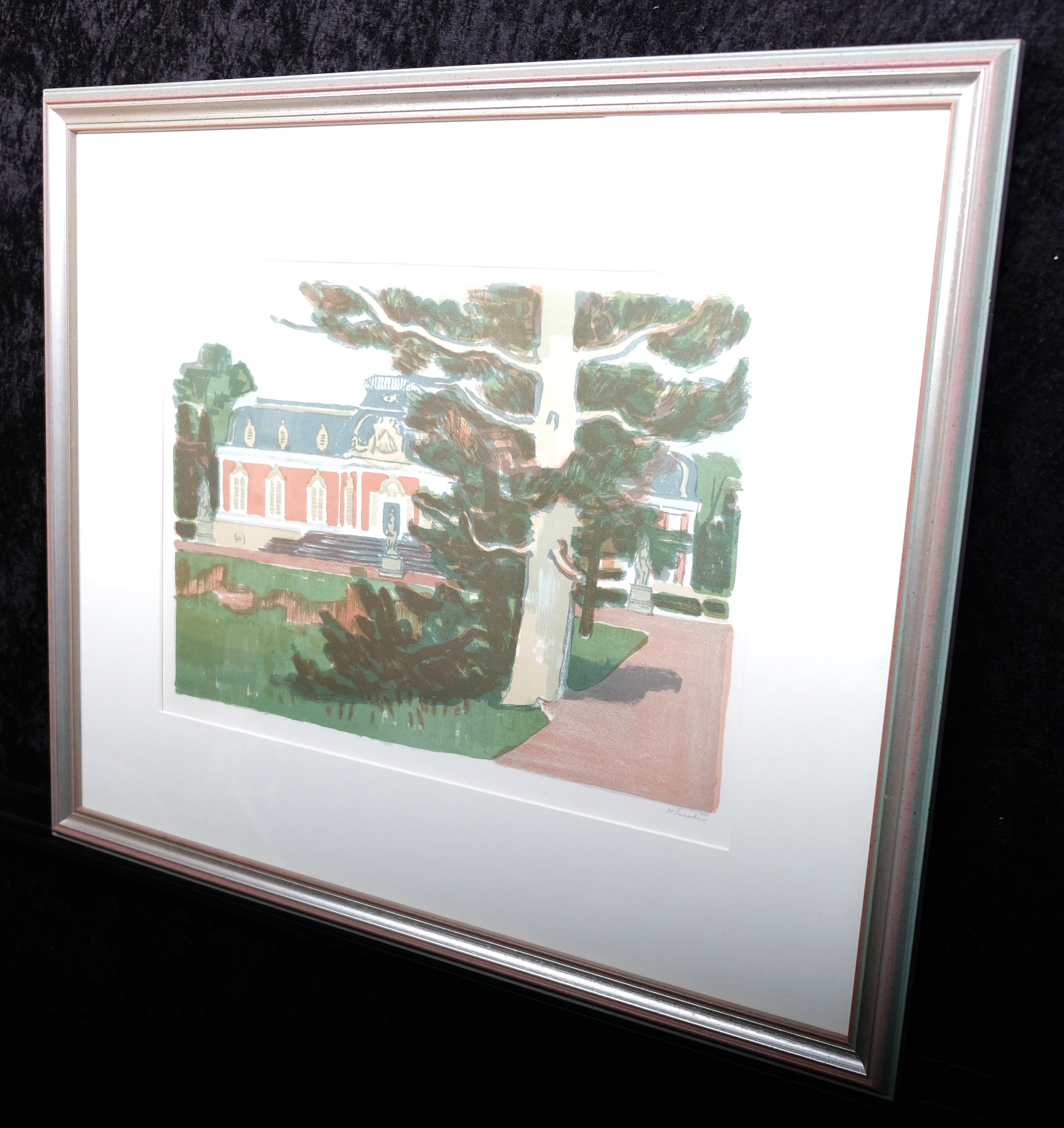 Teuber, Hermann - Düsseldorf, Schloß Benrath - Farblithografie (gerahmt), handsigniert