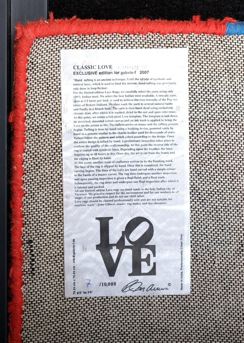 Indiana, Robert - Classic LOVE - zertifiziert, drucksigniert - Multiple - Teppich