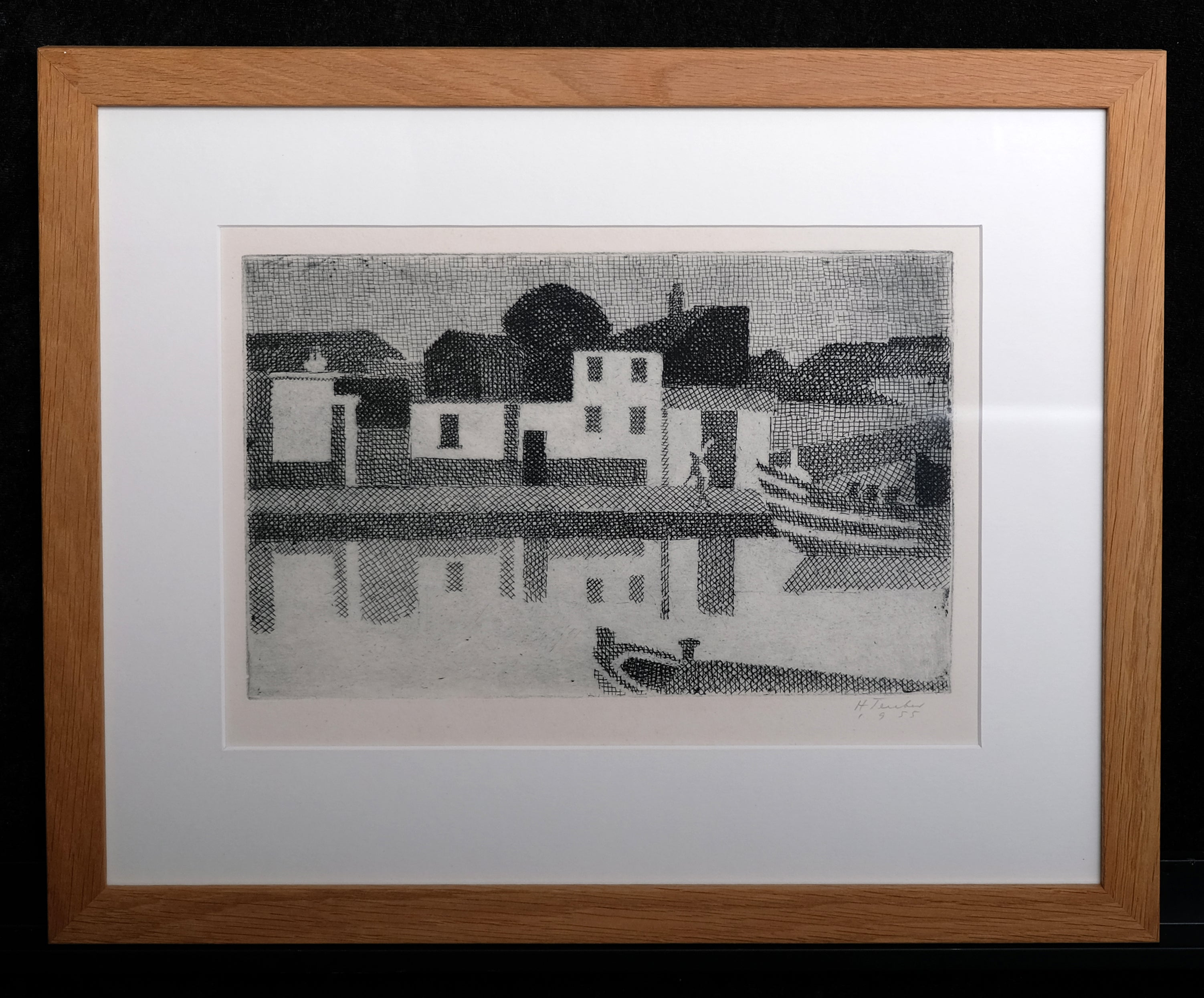 Teuber, Hermann - Am Kanal - 1955 - Radierung - handsigniert und datiert