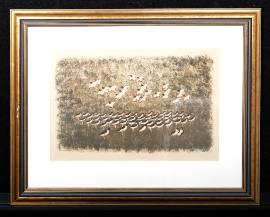 Teuber, Hermann - Vogelschwarm, 1956 - Farblithografie - handsigniert