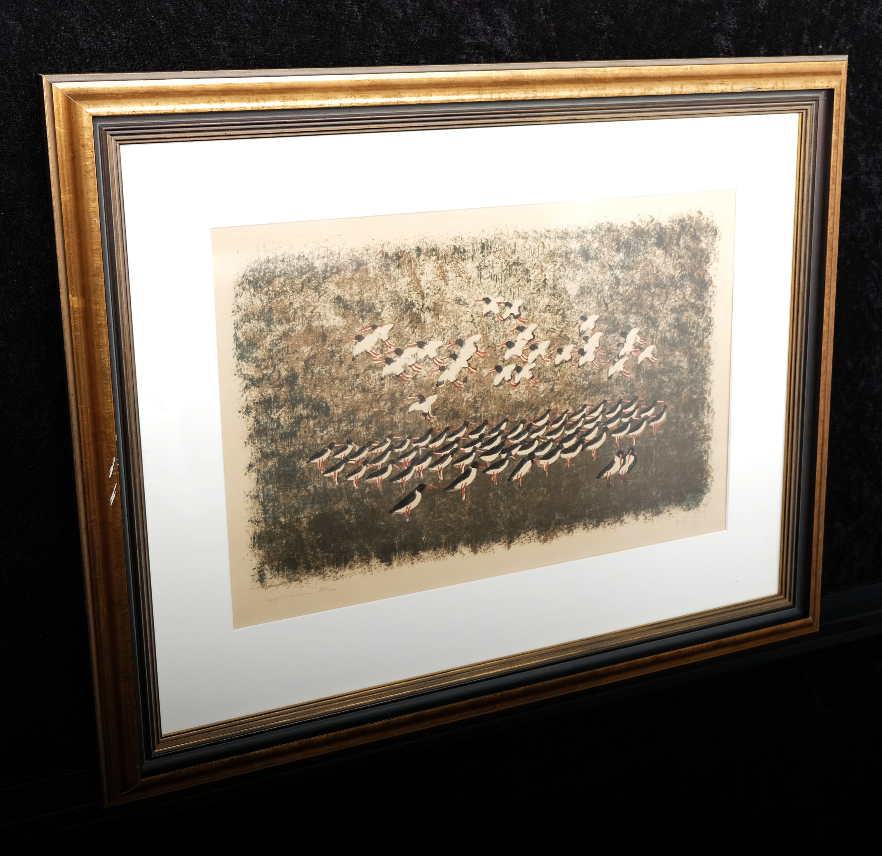 Teuber, Hermann - Vogelschwarm, 1956 - Farblithografie - handsigniert
