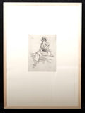 Natali, Renato - femme assise sur un muret - original Radierung