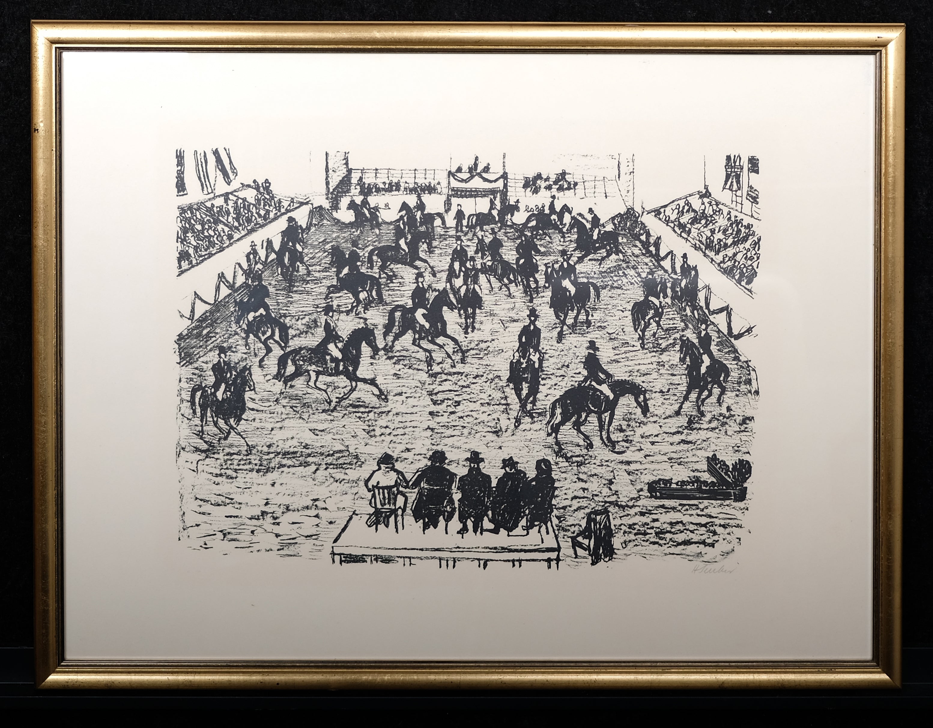 Teuber, Hermann - Reitschule - Lithografie - handsigniert