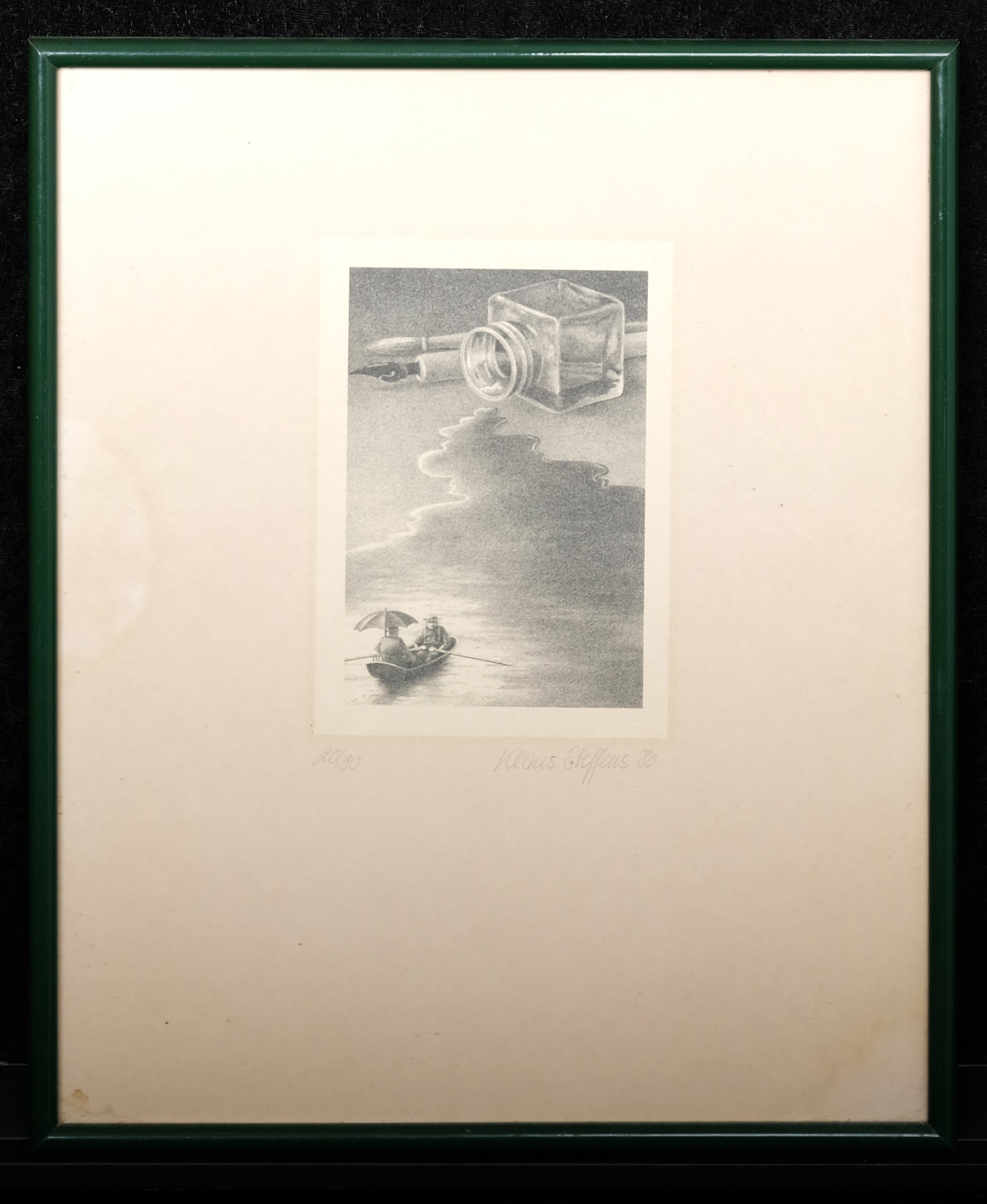 Steffens, Klaus - See, Tuschefass, Ruderboot - Lithografie - handsigniert
