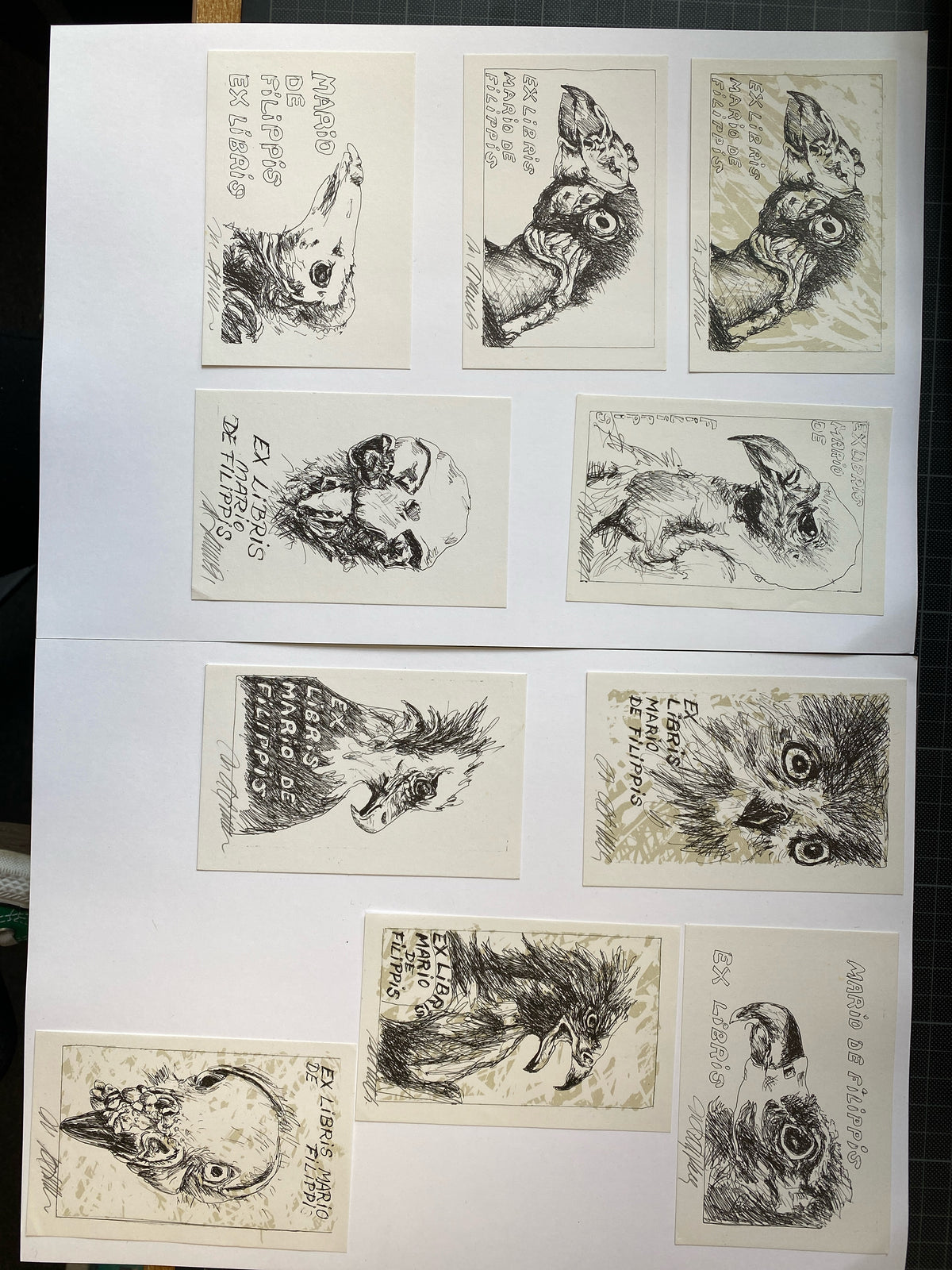 Ex Libris - unbekannter Künstler - Mario de Filippis - Konvolut - 10 Stück