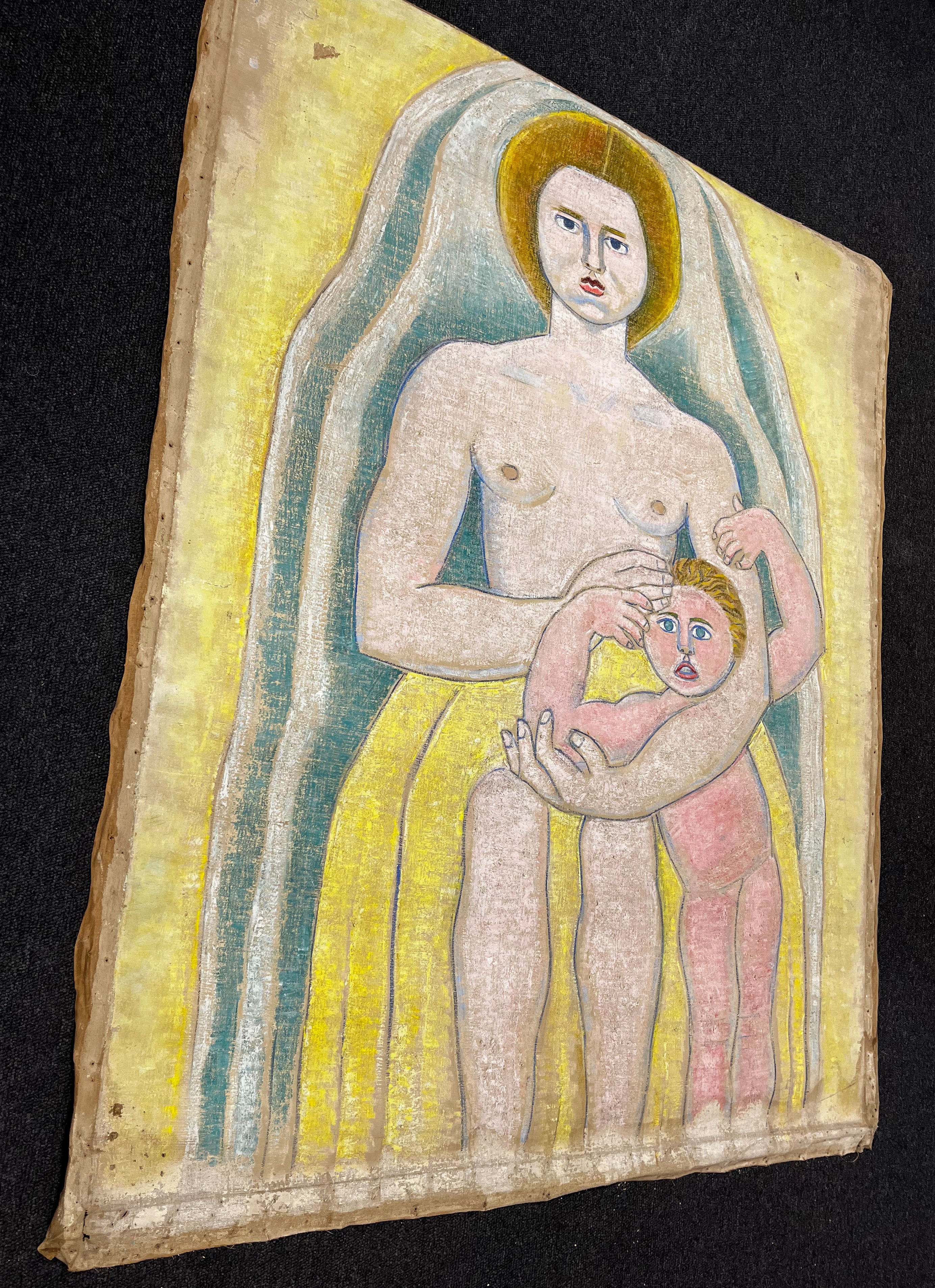 Jaritz, Jozsa - o. T. Frau mit Kind - Pastell auf Leinwand - handsigniert