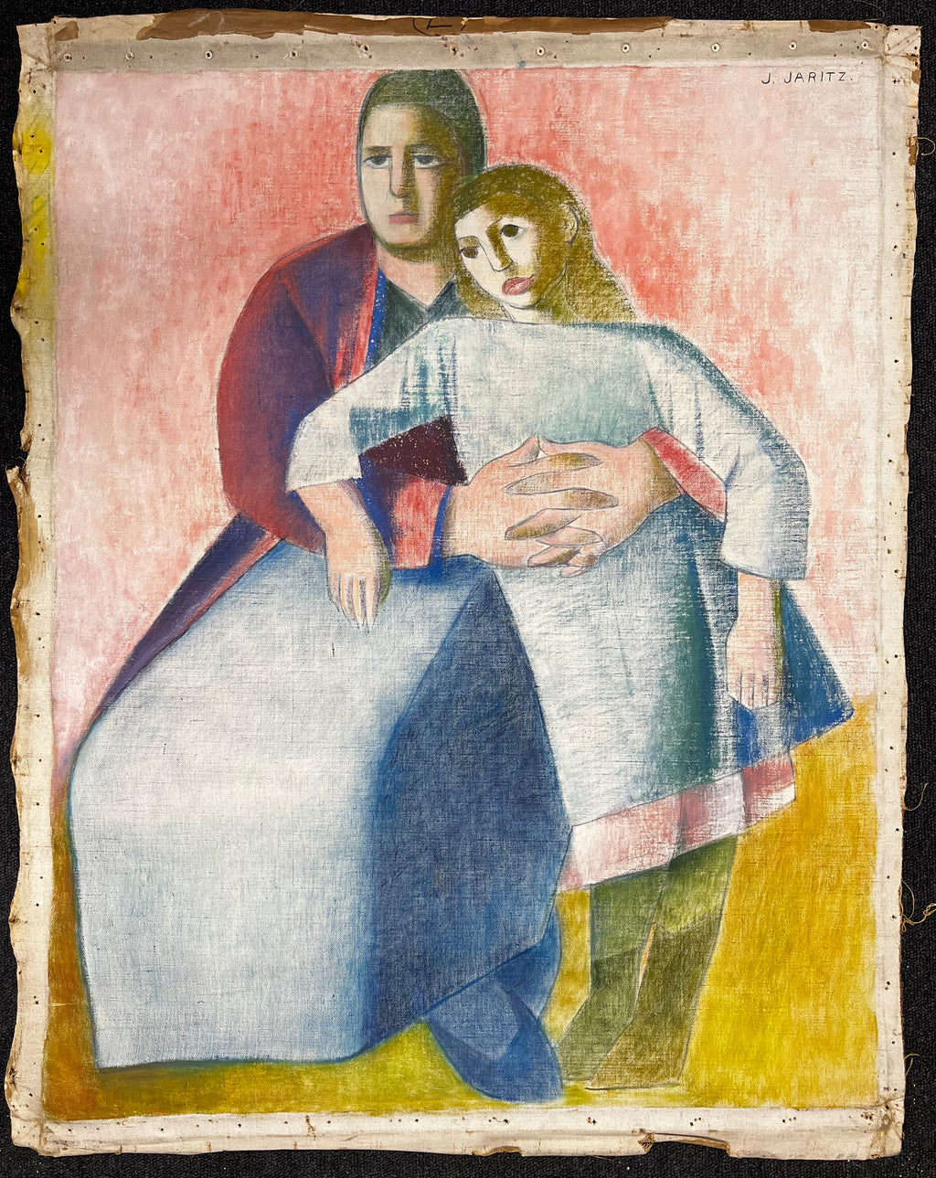 Jaritz, Jozsa - Untitled Woman with Child 2 - Pastel on canvas - hand-signed