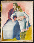 Jaritz, Jozsa - Untitled Woman with Child 2 - Pastel on canvas - hand-signed
