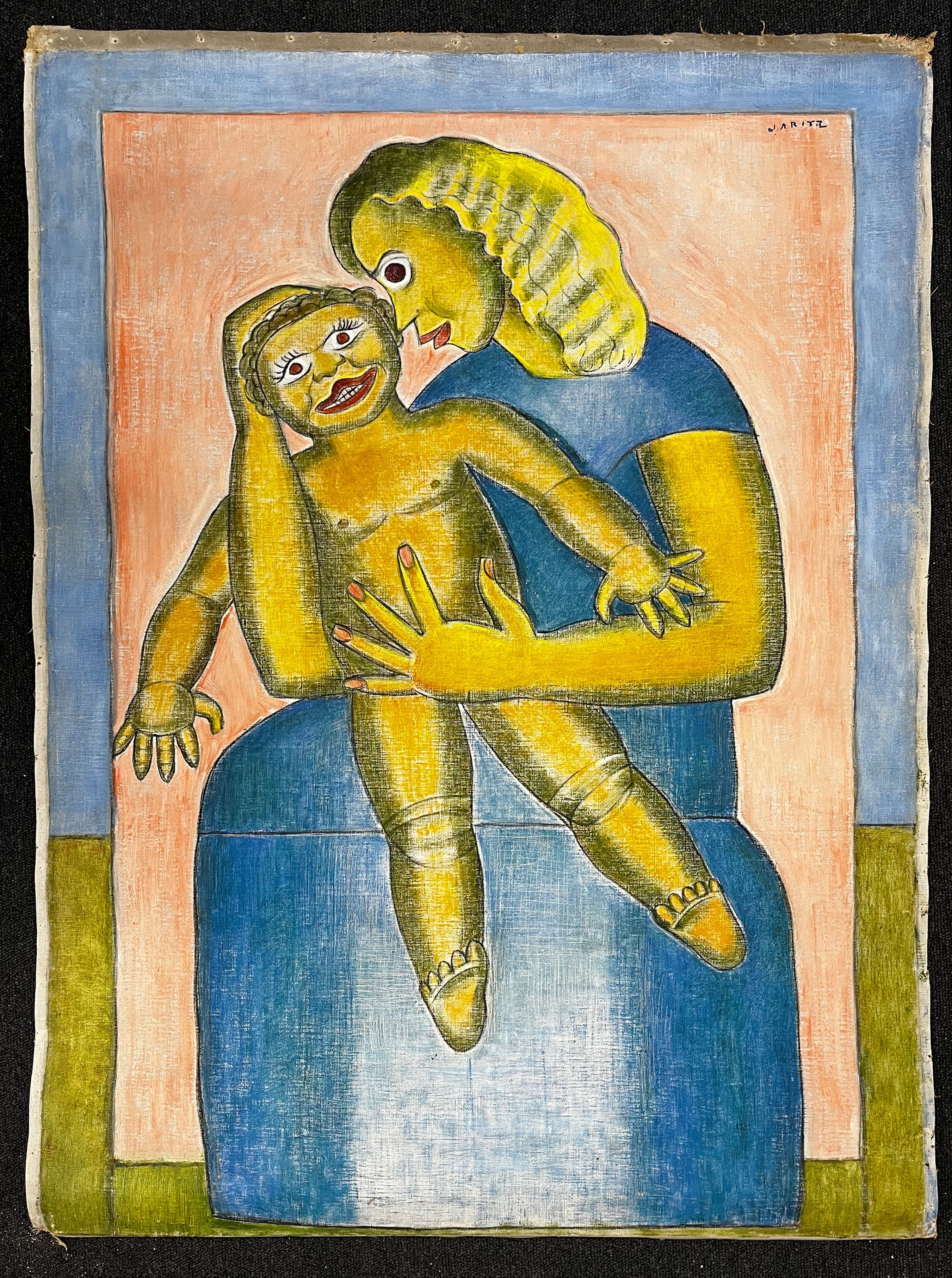 Jaritz, Jozsa - o. T. Frau mit Kind 3 - Pastell auf Leinwand - handsigniert